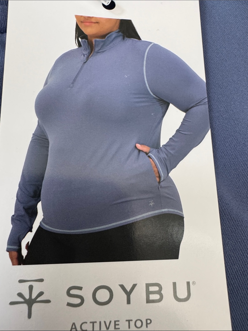 Soybu Long Sleeve Half-Zip Active Top in Slate Blue